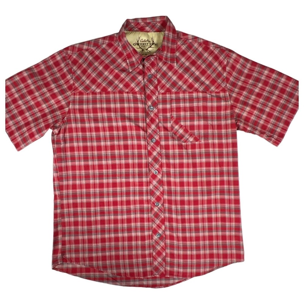 Cabela's Men's M Plaid Short Sleeve Button Up Shirt Outdoor Fishing‎ Hunting